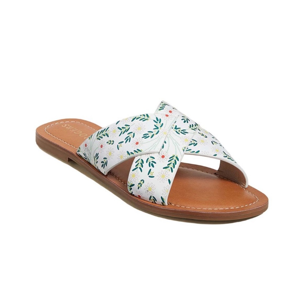 Jack Rogers White Daisy Crisscross Salome Leather Sandals Women Size 10 New